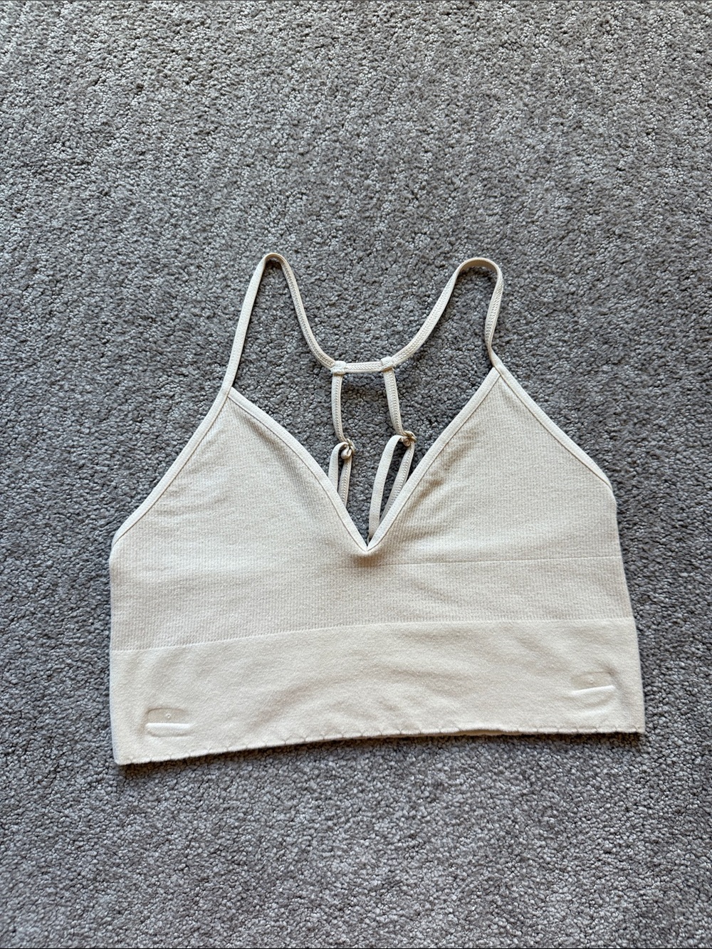 Anthropologie Cream Ribbed Strappy Tank Top